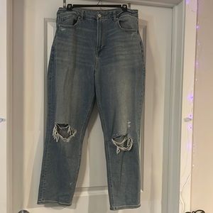 Size 12 American Eagle Jeans—light-washed, lightly distressed, “curvy mom” style